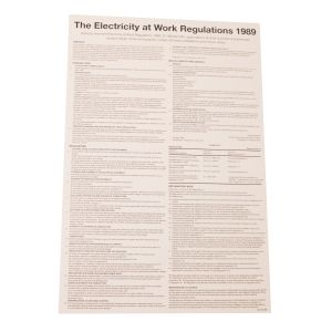 Laminated Poster - Electricity at Work Regulations - A2