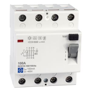  RCD - 4 pole 100A 100mA, 10kA time delay