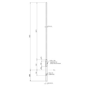 6m galvanised root mounted column 1000mm root, 7m overall height