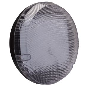 14W LED Round Emergency Bulkhead - black/clear