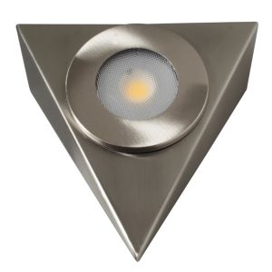 Mains Voltage Triangular Cabinet Light - 2.5W LED 240V - brushed chrome, 3000K