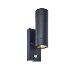 Black Outdoor PIR Wall Up/Down Wall Light GU10