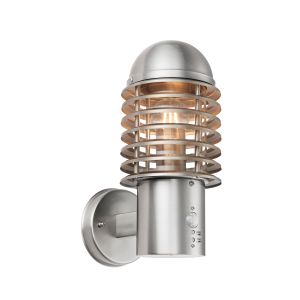 Louvre wall light stainless steel E27 c/w PIR
