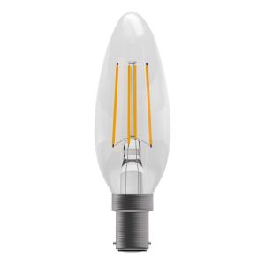 3.3W LED Filament Clear Candle - SBC, 2700K