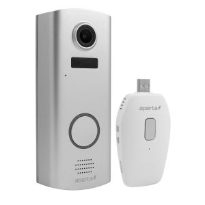 Wireless Door Entry - Battery powered Wi-Fi door station with record facility &amp; hub - silver