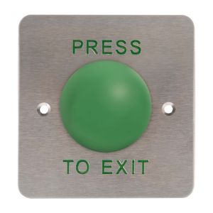 Push to exit mushroom release button stainless steel green