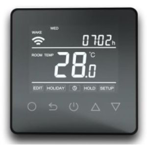 Wi-fi touch button thermostat 16A black
